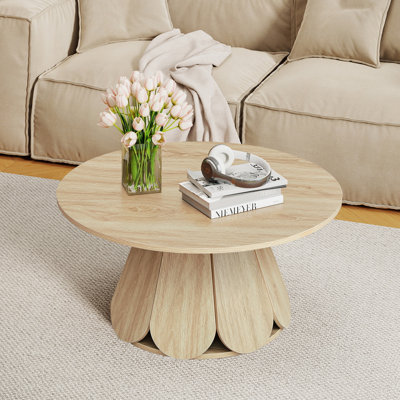 Round Coffee Table With Petal-Shaped Base