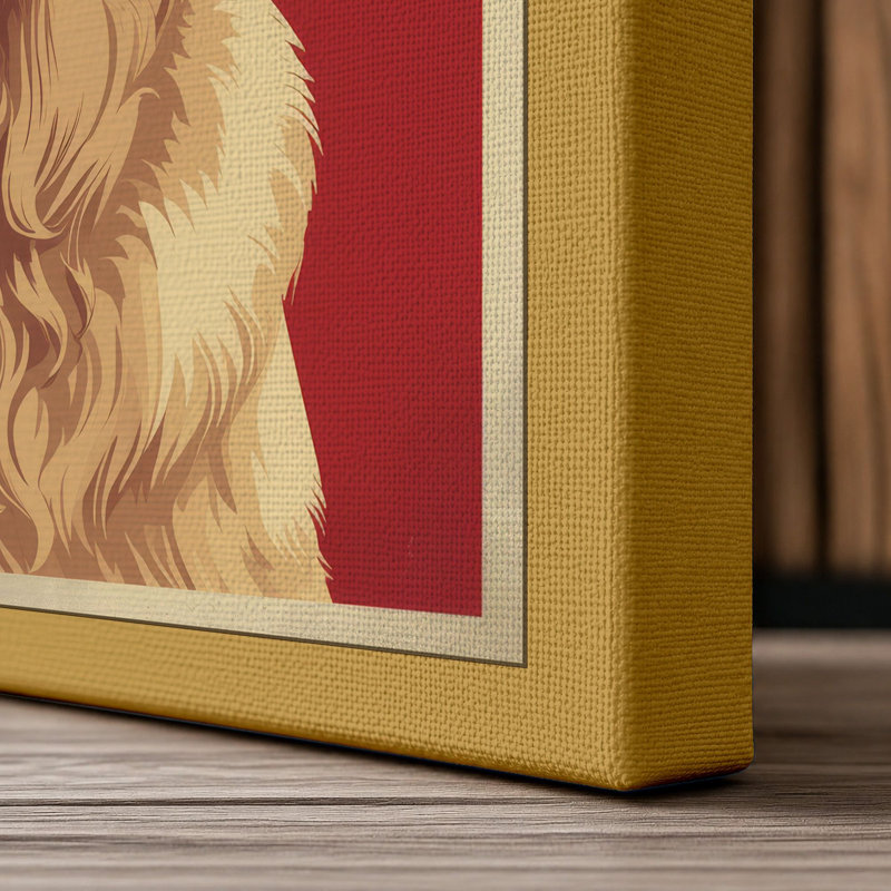 Golden Labrador Portrait Modern - Wrapped Canvas, 30x20 - 76.2 x 50.8 cm, Ochre Border