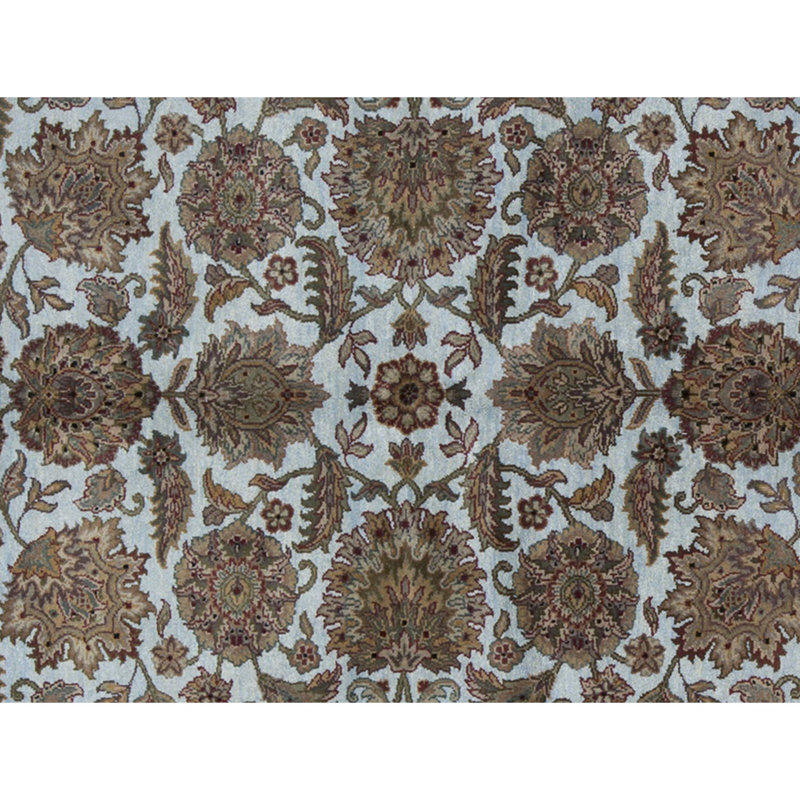 Tapis bleu clair et ivoire noué à la main de haute qualité