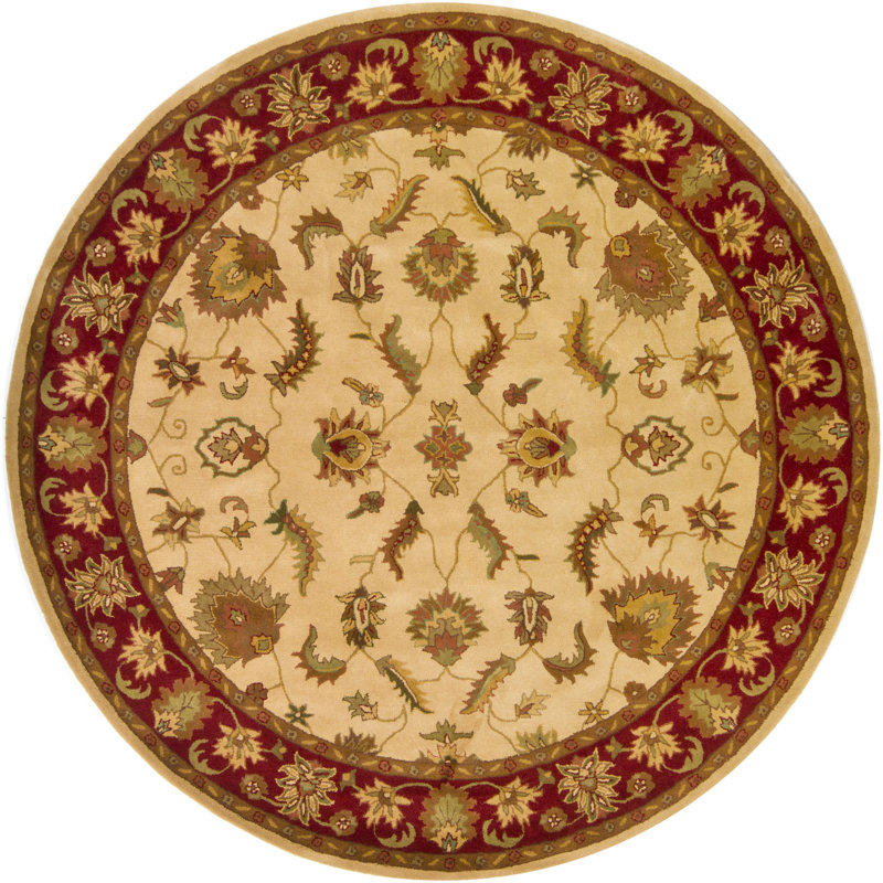 Gurtaaj Oriental Handmade Tufted Wool Area Rug, Round 7'9", Gold