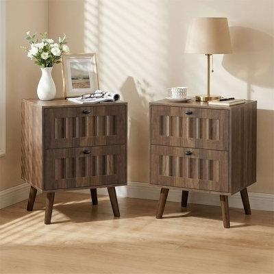 Table de chevet en bois avec 2 tiroirs