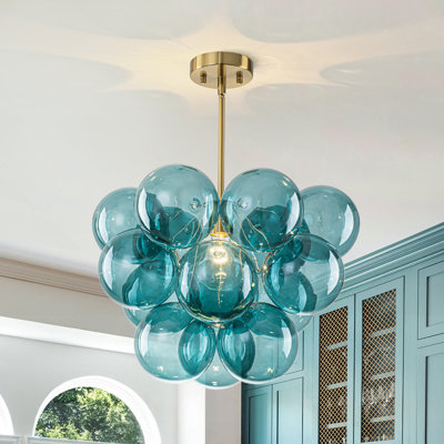 Art Deco 1-Light Gradient Bubble Glass Cluster Chandelier