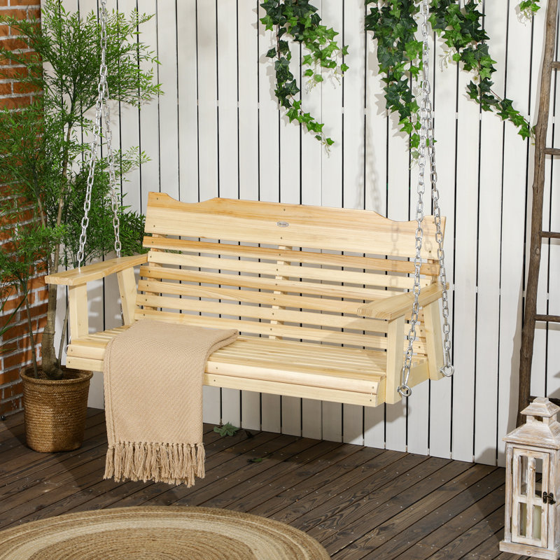 Banc de balançoire suspendu à 2 places avec chaînes en métal et accoudoirs larges Dellwood