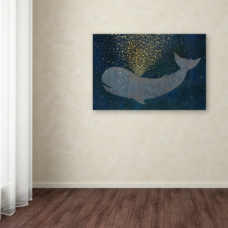 « gold spraying baleine », art sur toile, H 22 po x l 32 po