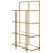 Ingels 62"H 4-Tier Metal Glass Tall Rectangular Bookcase in Brass-886437589