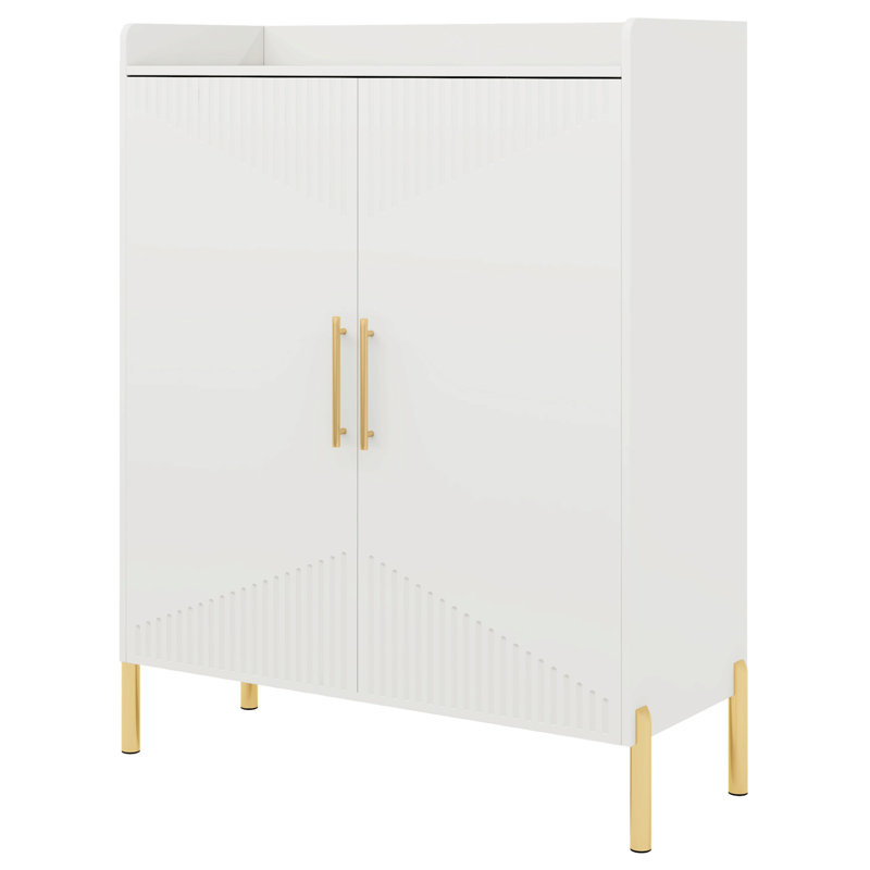Armoire de rangement pour chaussures 35,43 pouces à 6 niveaux avec portes, Blanc
