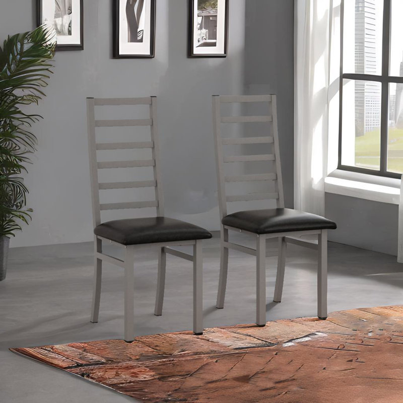 Metal Dining Chairs Set Of 2, Gris, 2