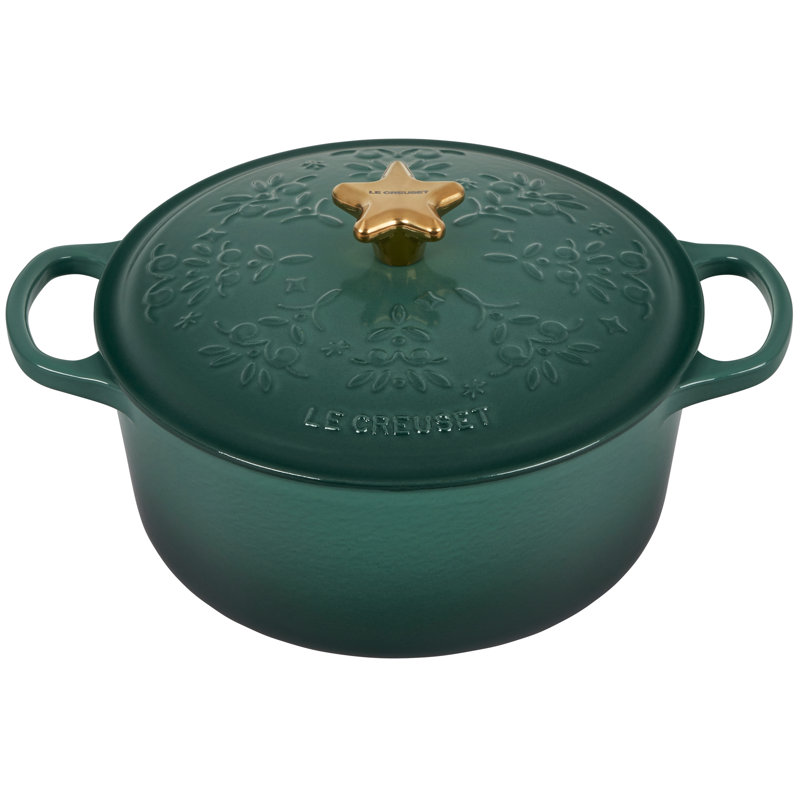 Le Creuset Noel Collection 4.5 Qt Round Cast Iron Oven with Embossed Tree