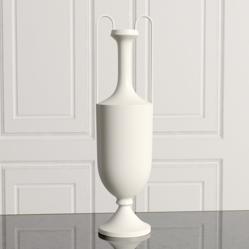Elongated Grecian Amphora-Matte White, 20" H x 6.25" W x 6.25" D