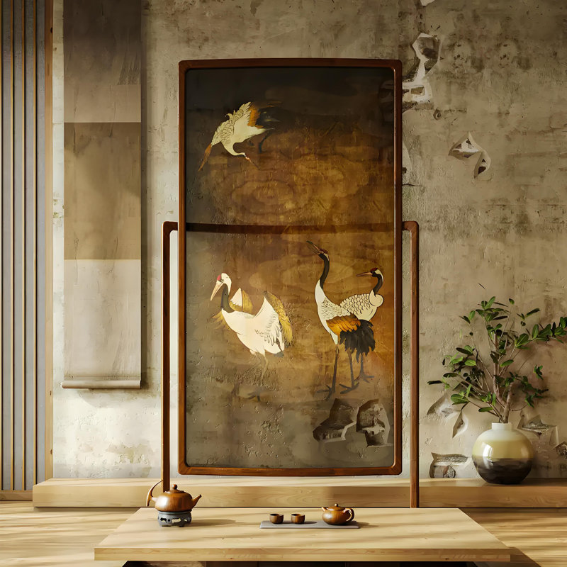 Écran en bois Cranes, 78.74"H x 55.12" W x 1.57" D