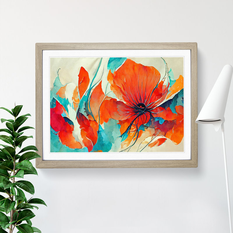 Flowers - Framed Print, 46cm H x 64cm W, Oak Framed