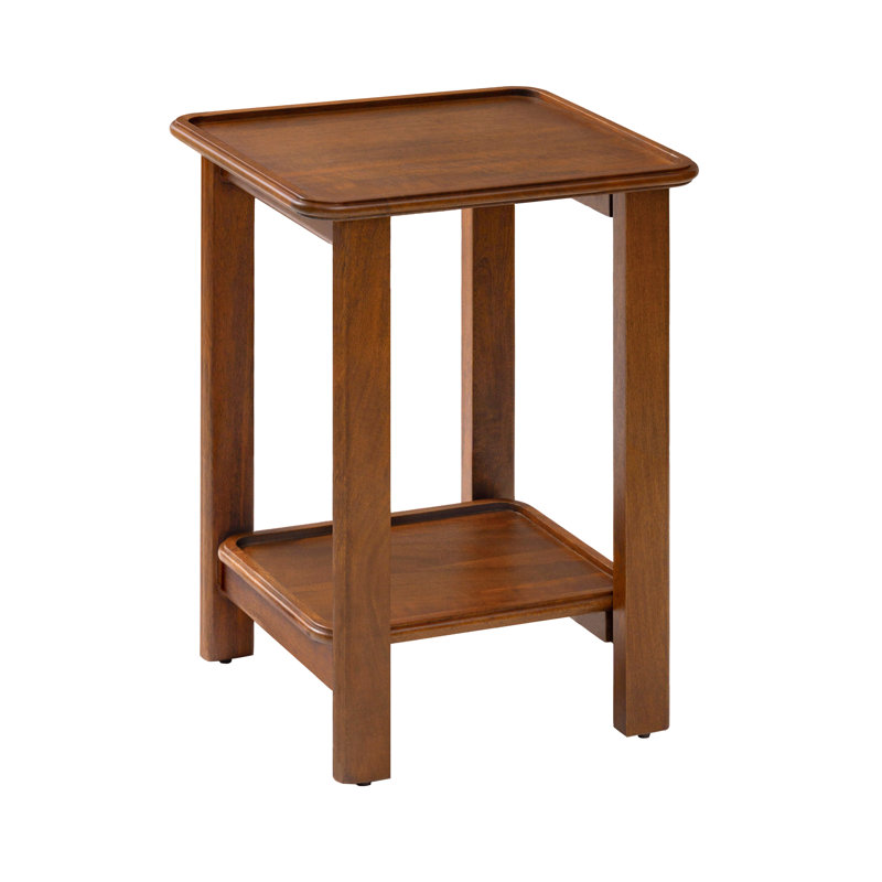 Santorini Solid Wood End Table with 2-Tier Storage