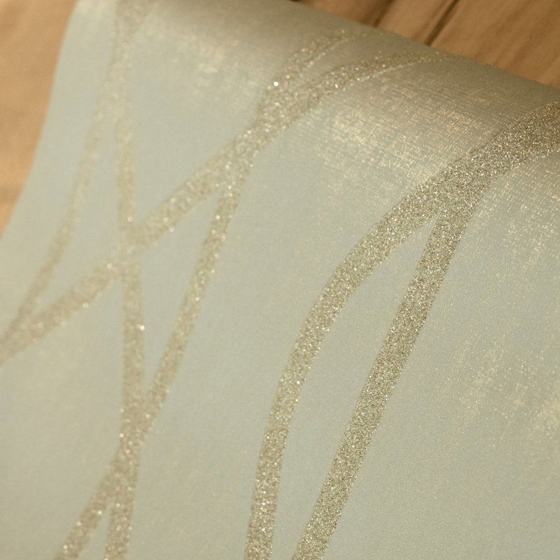 Saturn Glass Stone Geometric Lines 10.05m x 53cm Wallpaper Roll, Sage Green