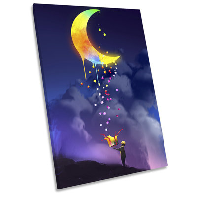 Moon Present Fantasy Picture - Wrapped Canvas Art Prints