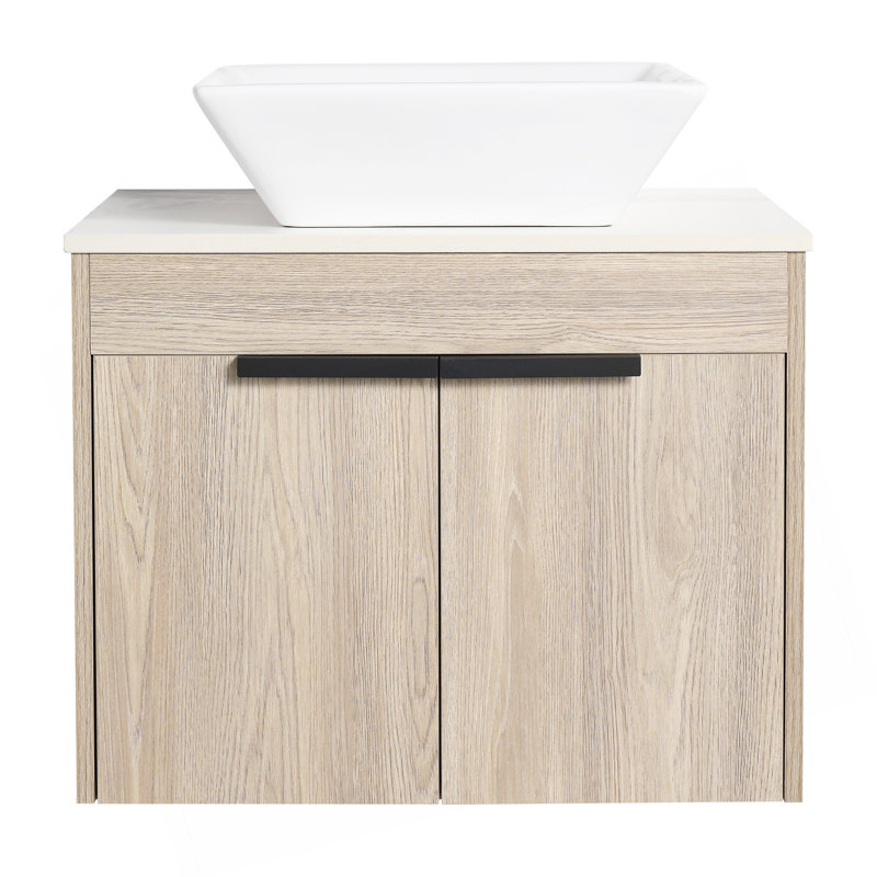 Meuble-lavabo moderne 36 po avec lavabo en céramique et fixation murale