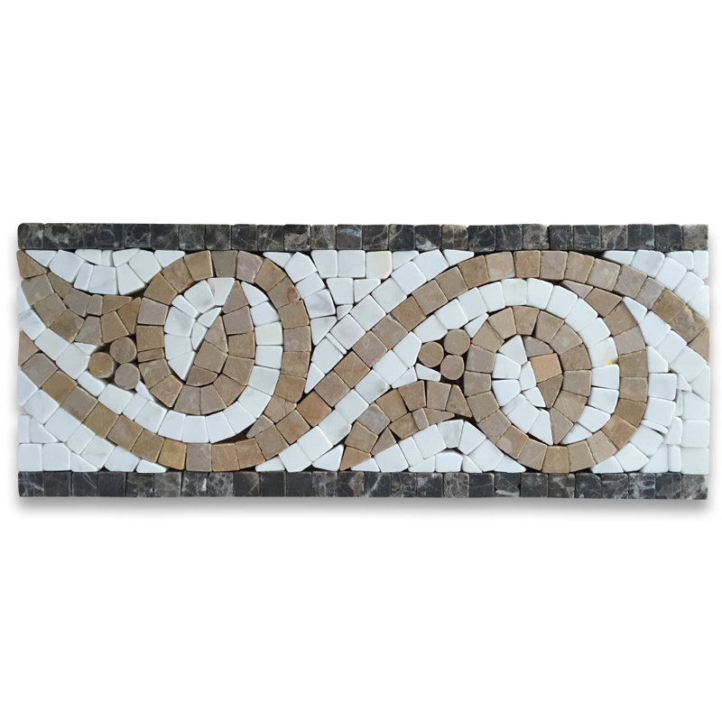 Carreau de mosaïque en marbre 4 po x 9,8 po Garden Gold
