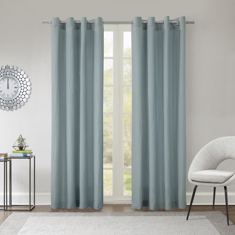 Rideau semi-transparent filtrant la lumière, l 52" x L 63", Bleu