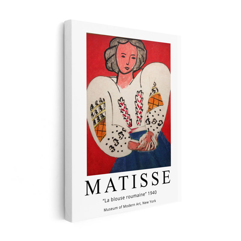 Henri Matisse - La Blouse Roumaine No1, H 12 po x l 16 po, Canevas, Encadrement brun