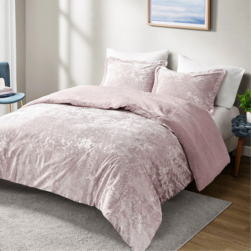 Très grand / très grand édredon en mauve, velours froissé et lavabo lavable à la machine pour chambre à coucher