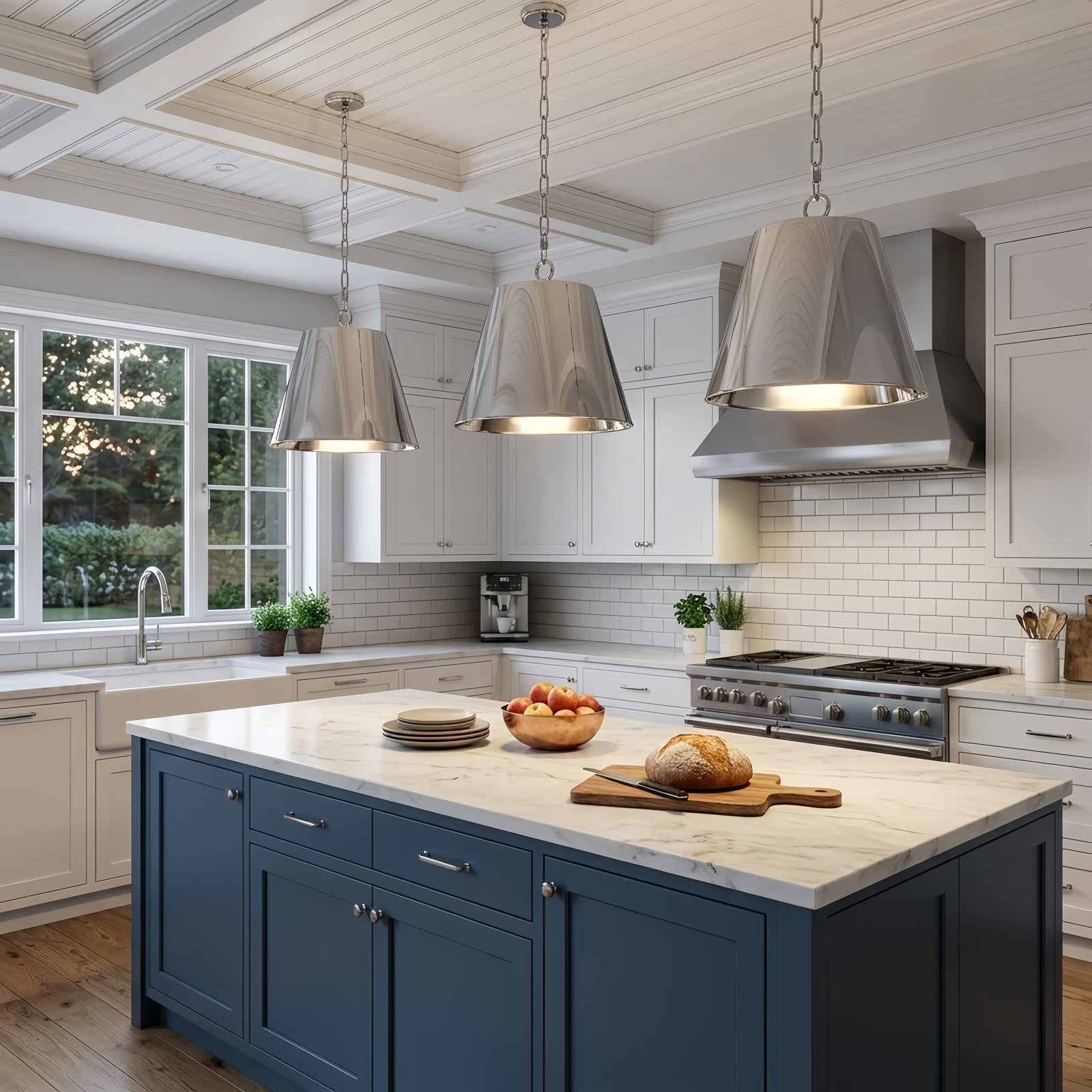 Dimmable Cone Single Light Pendant, 16" H x 20" W x 20" D, Polished Nickel
