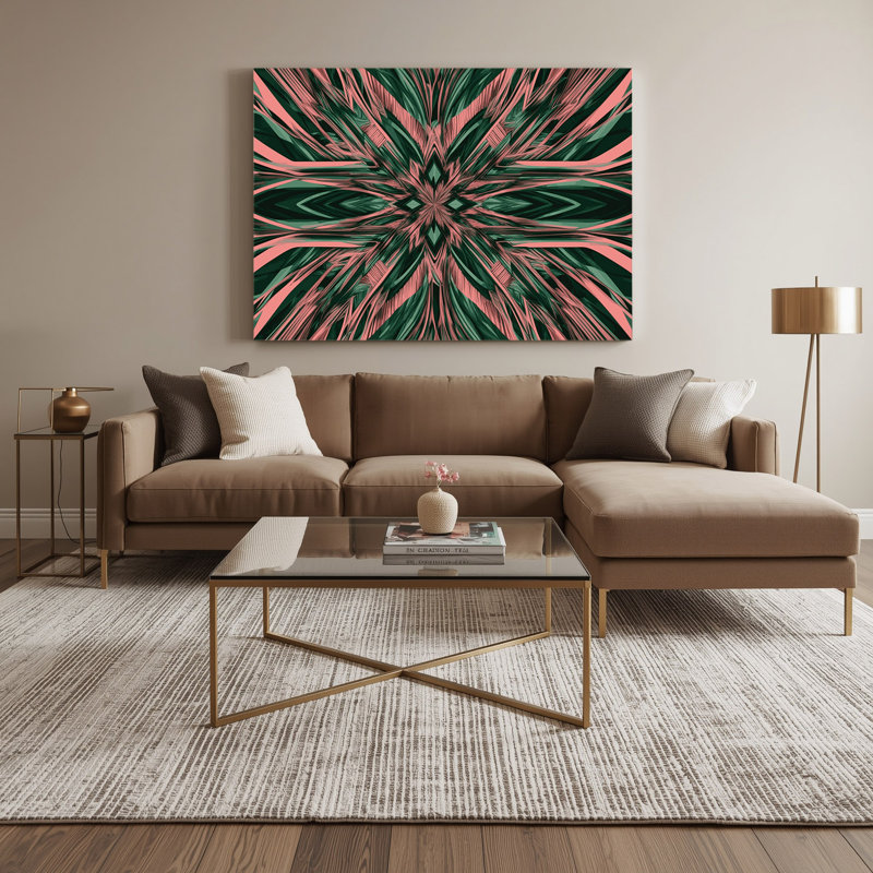 Art mural sur toile vert Op Art 59, H 12 po x l 18 po