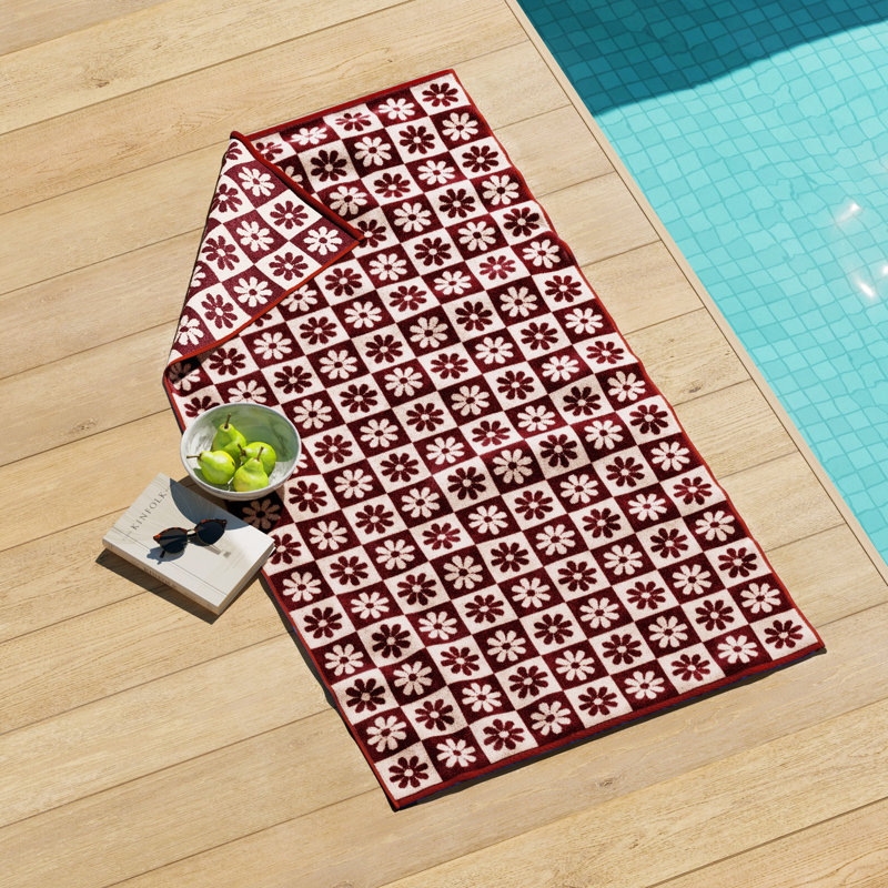 Serviettes de plage 100% jacquard 100% coton, Marguerite