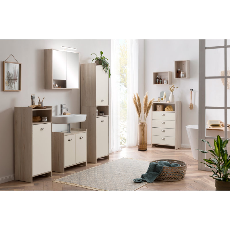 Leiner Freestanding Linen Cabinet, Beige