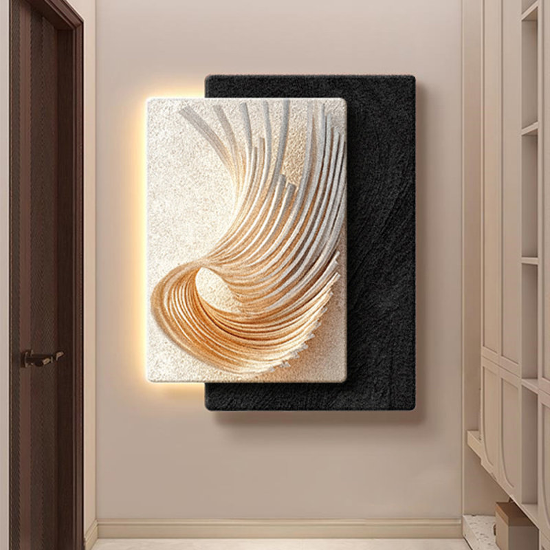 Zen-Style Abstract Sandstone Mural Lamp, 31.50" H x 23.62" W x 0.98" D
