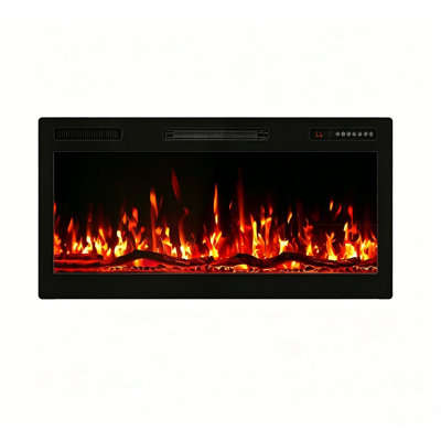 36" Realistic Log Electric Fireplace Heater, HD 3D Flame, Recessed Wall‑Mounted & Freestanding, 7 Flame & 12 Log Colors, Adjustable Speed & Brightness, 750W/1500W Supplemental Heat, Remote & Touch Control, ETL Certified