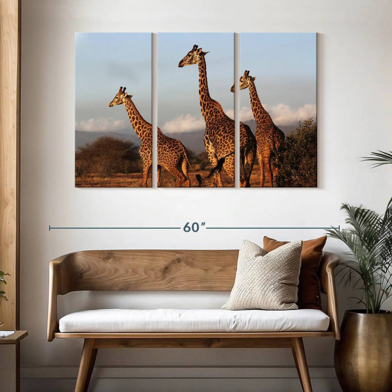 Brampt Three Brown Giraffes, 32" H x 50" W