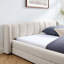 Structure de lit tapissier avec tissu épais, lit plateforme en chenille avec tête de lit et structure solide-45225641