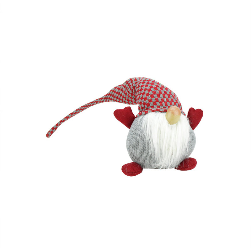 Figurine de table de Noël gnome de 9,5 po à carreaux rouges et gris