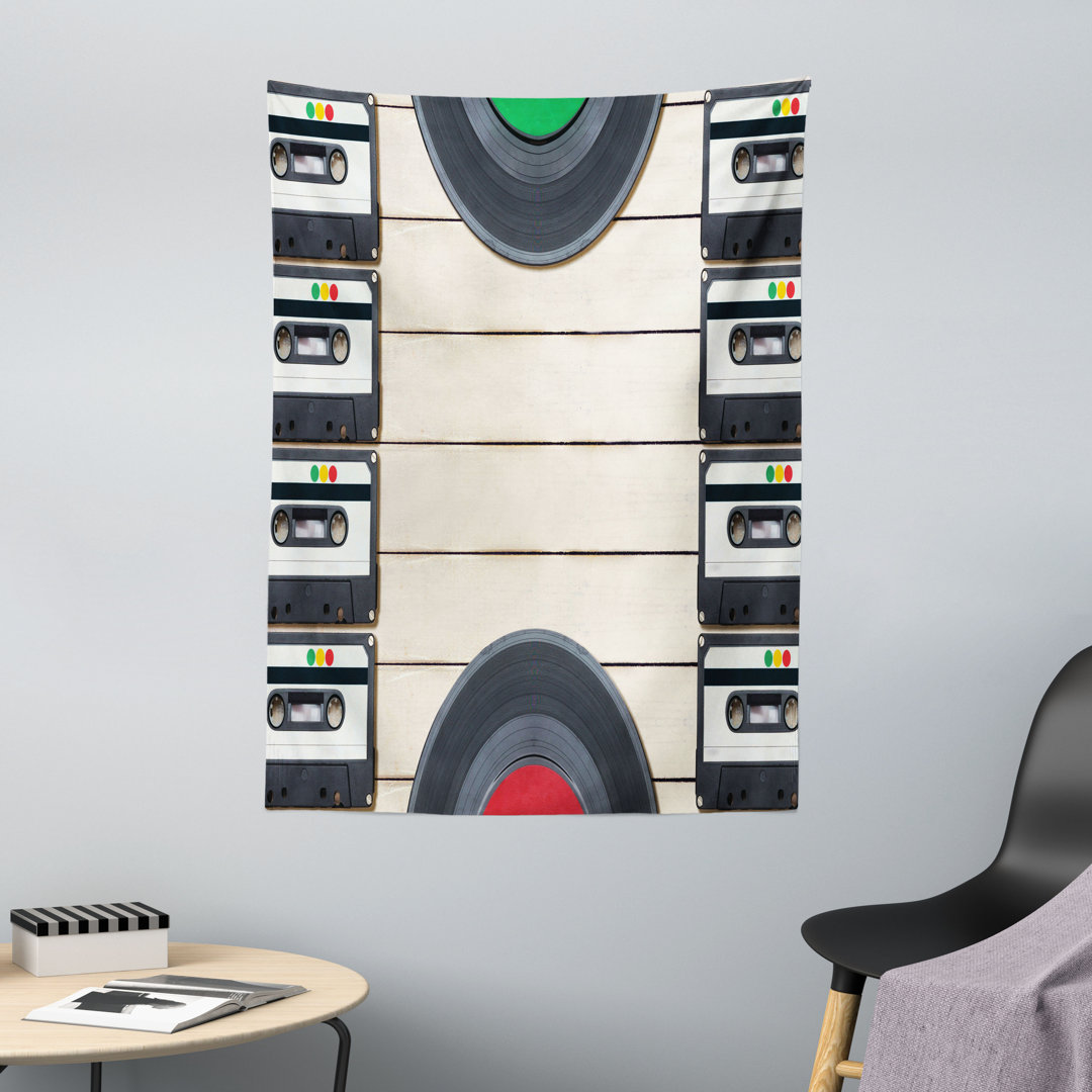 Tapisserie, Audio Cassettes Schallplatten, Schwarz-WeiÃŸ-Creme