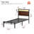 Antioch Twin Bed with LED Light and Charging Station, Metal Platform bed with Storage Headboard, No Box Spring Needed, Brown-97779679-109575521