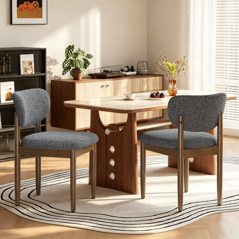 Chaise d'appoint rembourrée en bois massif, Gris