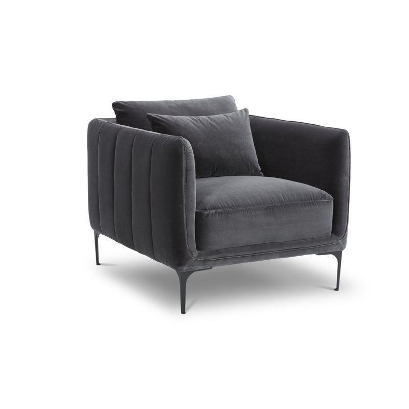 Rae 3 Piece Upholstered Living Room Set, Falkirk Gray Velvet