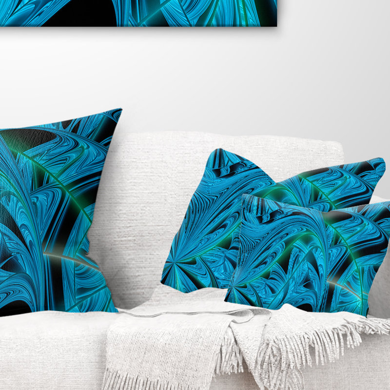 Coussin lombaire à motif fractal winter Abstract, Bleu
