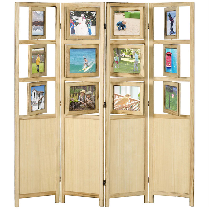 Cloison 4 panneaux en bois massif l 63 po x H 67 po Borendy