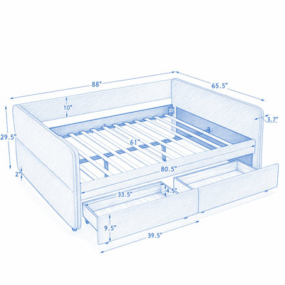 Queen Siz Daybed with Two Drawers