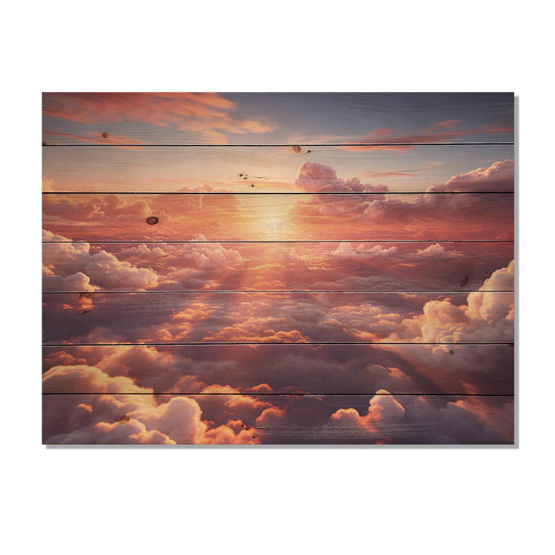 Magnifique lever de soleil dans le ciel - impression de ciel sur bois, H 10 po x l 20 po