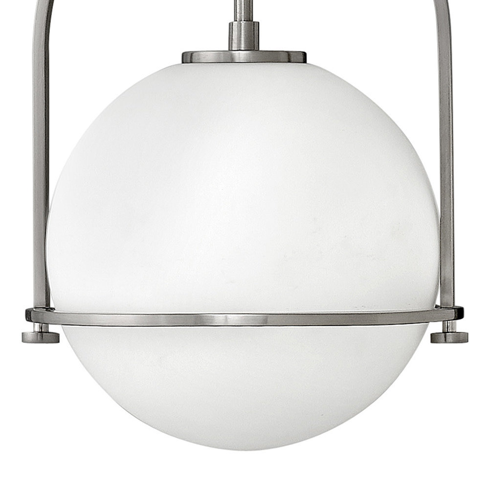 Arie 1-Light Steel Pendant with Globe Shade, 17" H x 11.5" W x 11.5" D, Brushed Nickel