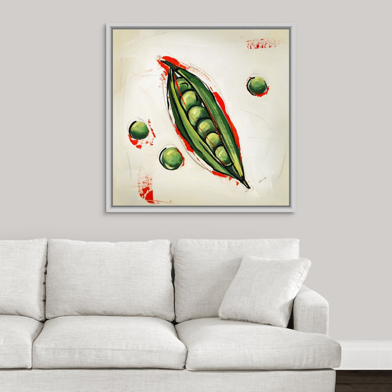 « picnic party i », peinture sur toile, H 37,7 po x l 37,7 po x p 1,75 po, Cadre flottant blanc