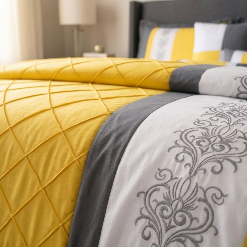 Celine Embroidered Brushed Microfiber Comforter Set, King Comforter + 6 Additional Pieces