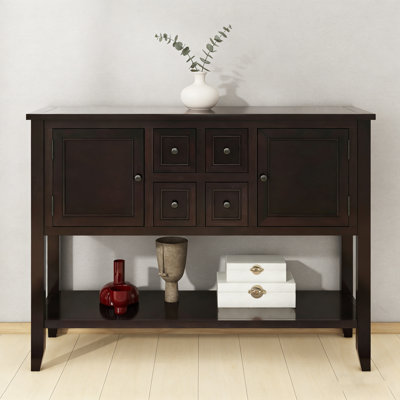 Cambridge Series Vintage Console Table With 4 Drawers & Bottom Shelf, Ample Storage For Living Room, Entrance & Kitchen