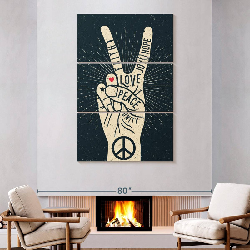 Peace Sign Typography, H 74 po x l 48 po