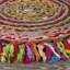 Tapis d'intérieur en fibre de jute tressé à la main Whimsical Rainbow-801776919