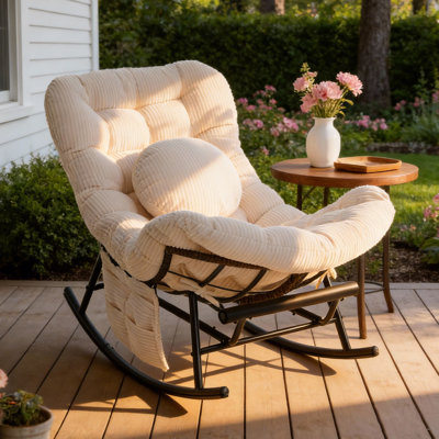 Chaise berçante d'extérieur surdimensionnée avec repose-pieds Papasan