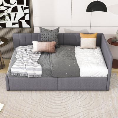 Lit de jour simple tapissier 2 tiroirs