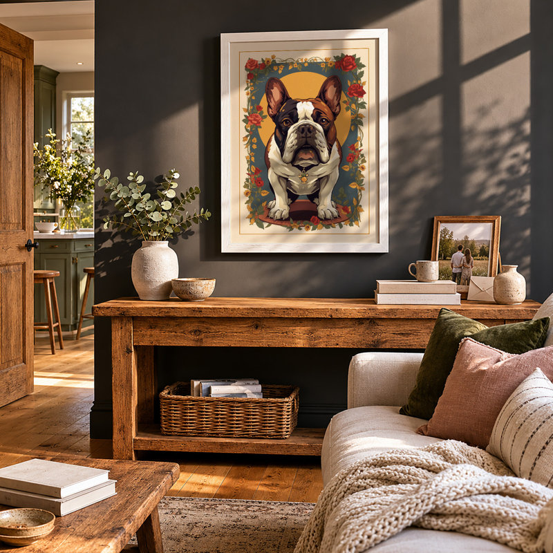 French Bulldog Portrait Vintage - Print, A3 - 42.0 x 29.7 cm, White