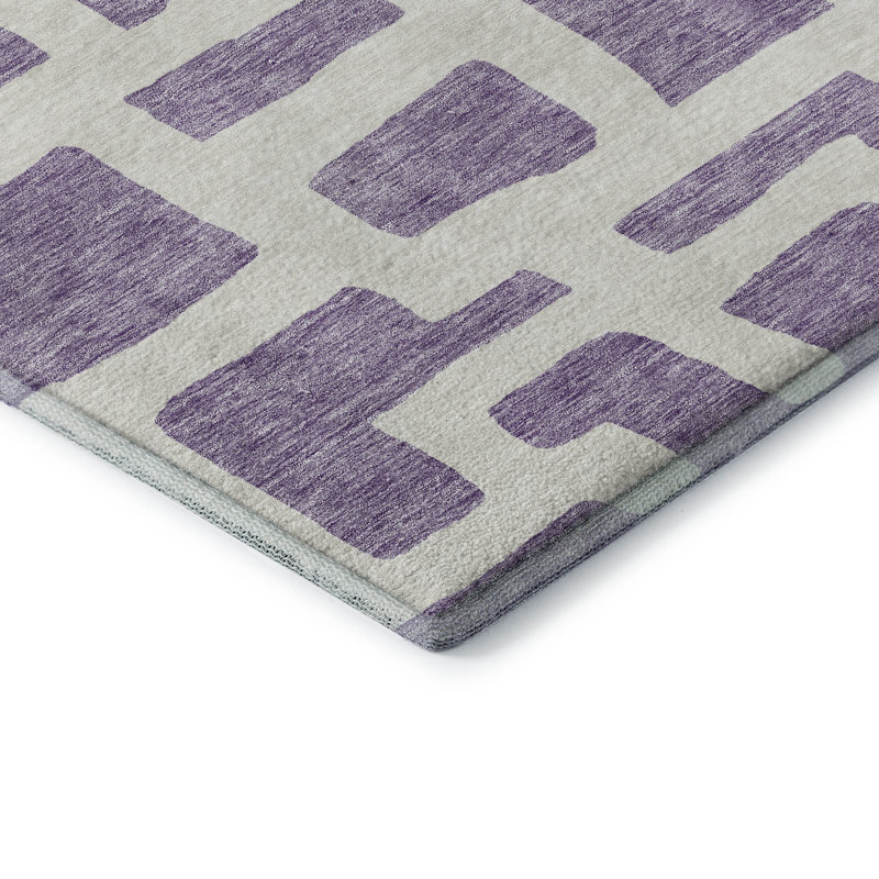 Premium Machine Washable Prisco Purple Rug, Round 8'